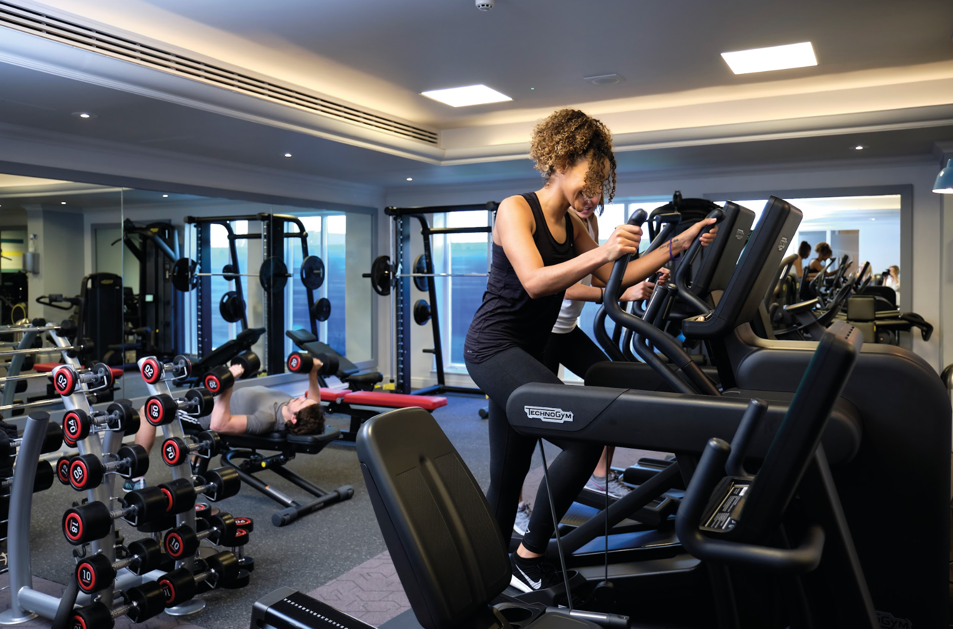 people exercising in a gym